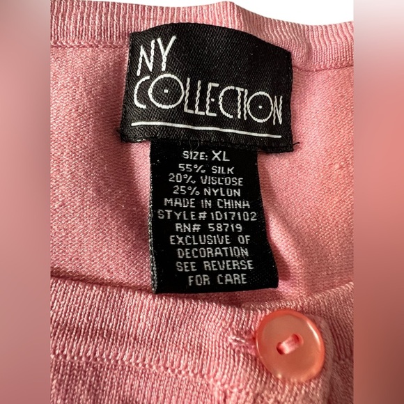 NY Collection Rose Pink Cardigan Sweater, size XL - Picture 4 of 13